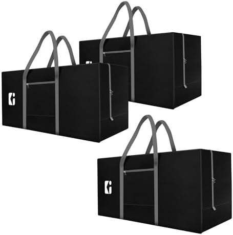 Kuber Industries Pack of 3 Durable (2 Compartments) Storage Bags For Clothes Large With Zip | Packers & Movers Under Bed Storage Organizer Box for Clothes, Blanket & Toys | Grey & Black by Kuber+Industries