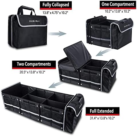 Farasla Waterproof Trunk Organizer with Leakproof Cooler Bag + Car Trash Can - Image 2