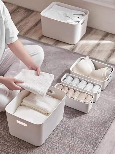 Set Of 6 Plastic Storage Bins,Versatile Kitchen Pantry Organization and Storage,for Plastic Storage Container Under Bed,Under Sink Bathroom Organizer (White, 6 Pack Small - Image 2