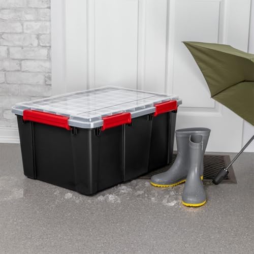 Sterilite 12 Pack Gasket Box, Stackable Plastic 20 Gallon Storage Container with Lids, Black - Waterproof and Dustproof Tote for Home Organization - Image 4