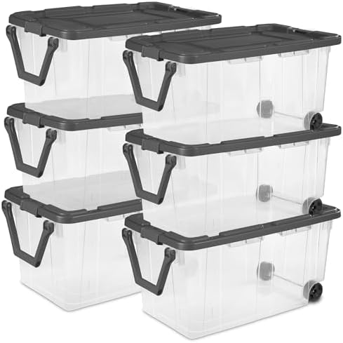Sterilite Modular Stacker Box with Latching Lid, 160 Quart, 6-Pack by Sterilite