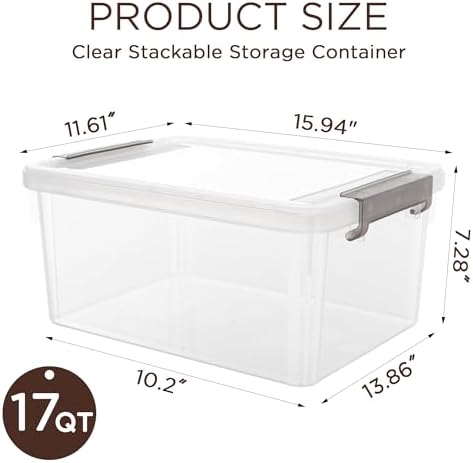 Citylife 17QT Plastic Storage Bins with Lids,5Packs Large Containers - Image 2