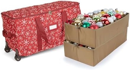 Covermates Rolling Adjustable Ornament Storage Bag, 25.5"W x 13"D x 12.5"H by Covermates