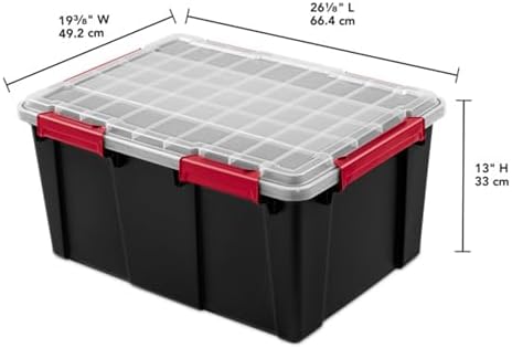 Sterilite 16 Pack Gasket Box, Stackable Plastic 20 Gallon Storage Container with Lids, Black - Waterproof and Dustproof Tote for Home Organization - Image 3