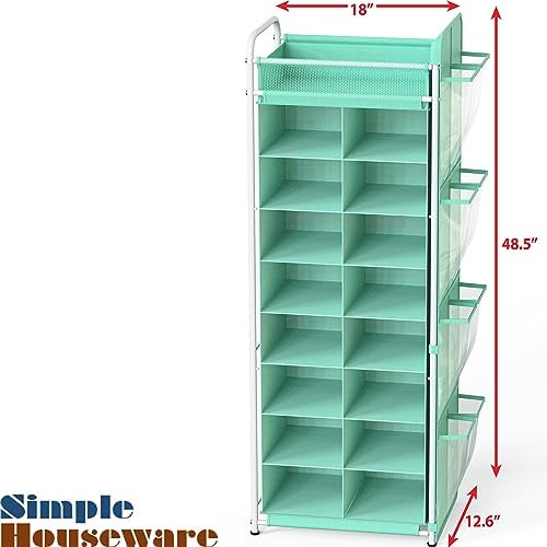 Simple Houseware 16 Cube Shoe Stand Tower Rack 8 Tier, Turquoise - Image 3