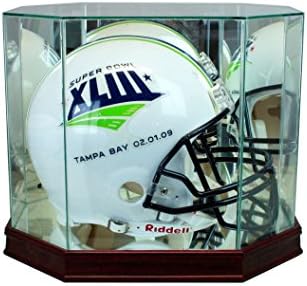 Octagon Football Helmet Display Case with Sport Moulding (Cherry with 99% UV Glass) by Unknown