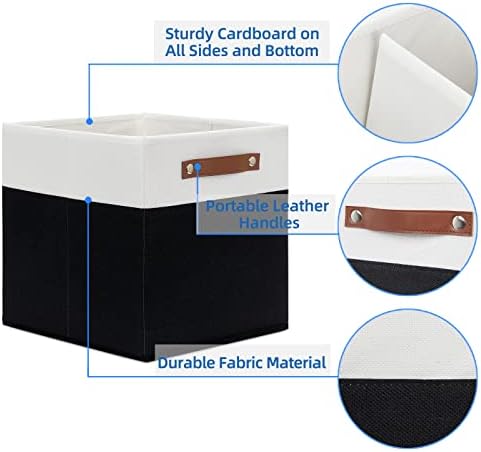 Temary Foldable Storage Cubes Set of 4 - Organizers with Handles, Decorative Storage Boxes for Home, Office (White&Black) - Image 3