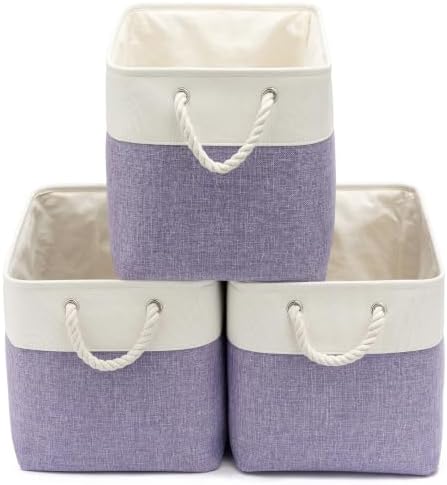 16x12x12 In Foldable Fabric Large Storage Bins with Handle 3 Pack by VQRTEXAStorageBasket
