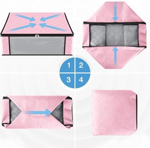HomeHacks 10-Pack Clothes Organizer Storage Bags, 35L Storage Bins, Pink - Image 3