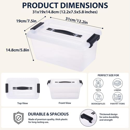 OUTUXED Storage Bins with Lids 10 Pack 7Qt Clear Stackable Containers Boxes - Image 2