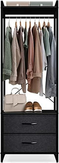 Sorbus Tall Clothing Rack with Drawers, Wood Top (Black) by Sorbus