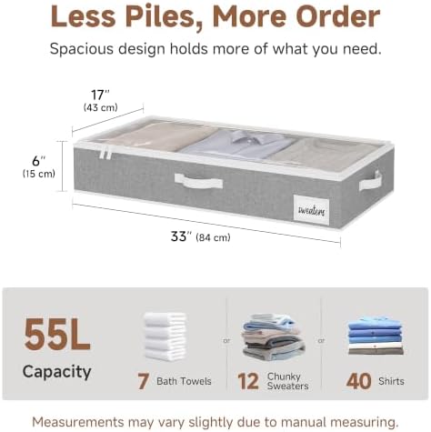 StorageWorks 6 Inch Low Profile Under Bed Storage Containers with Clear Lid - Image 2