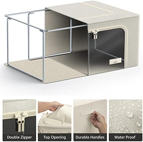 Sorbus Clothes Storage Bins, Clear Window & Handles (4 Pack, Beige) - Image 5