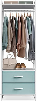 Sorbus Tall Clothing Rack with Drawers, Wood Top (Aqua) by Sorbus