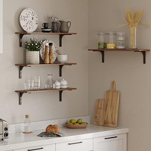 DINZI LVJ Long Wall Shelves, 31.5Inch Wooden Wall Mounted Shelves, Set of 4 - Image 6