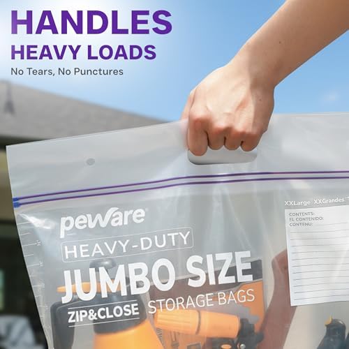 Heavy Duty 20 Gallon Jumbo Storage Bags, 6 Mil Handle Big Zip Seal Lock Bag - Image 5