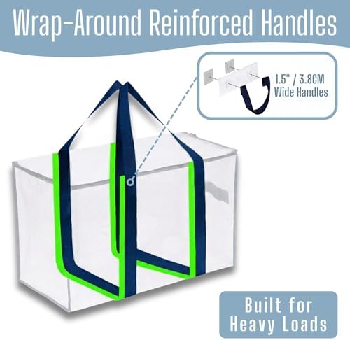VENO 10 Pack Heavy Duty Moving Bags, Extra Large Storage Bags with Reinforced Handles & Strong Zippers, Foldable & Reusable Moving Box Alternative for Clothes & Dorm Storage - Image 2