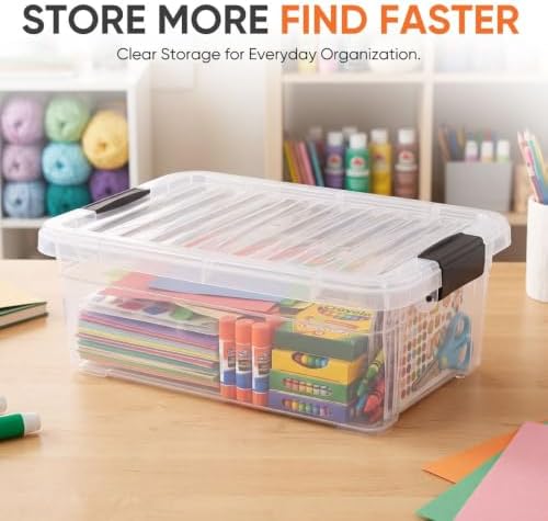 Superio 7.4 Quart Clear Plastic Storage Bin with Lid, Stackable Organizer Box, BPA-Free Storage Container for Home, Garage, School & Office, 5 Pack - Image 2