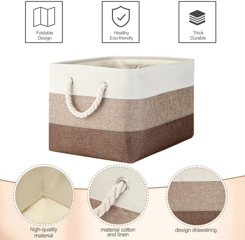 meekoo 8 Pack Fabric Storage Bins Baskets, 15 x 11 x 9.5 in, Mixed Beige - Image 6