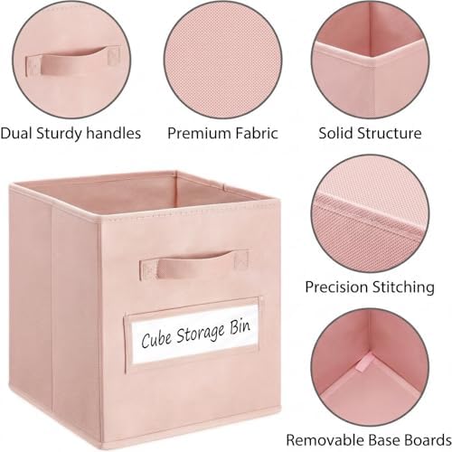 Storage Bins,13 Inch Cube Storage Bin with Labels,6pcs,Pink - Image 2