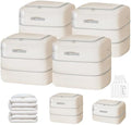 Comforter Storage Bag - 110L Large Capacity Blanket Storage Bags 2-Layer Ultra Space Saving Self Compression Organizer, Washable Compression Bags for Storage Comforter Blanket, 4-Pack, Beige by EasortmPackingCubes