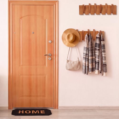 Youyole 2 Pcs 6 Hook Wooden Coat Hooks Mid Century Modern Wall Mounted Folding Coat Rack Hanger with Hooks Heavy Duty Flip Down Piano Hat Rack for Hanging Coats Hats Home - Image 5