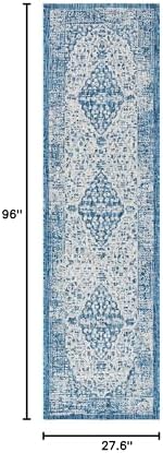 SAFAVIEH Washable Rug Outdoor Courtyard Collection - 2'3" x 8' Runner, Blue & Grey, Non-Shedding & Easy Cleaning, Ideal for Patio, Entryway, Mudroom, Hallway, Kitchen (CY8720-36812) - Image 2