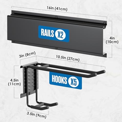 Ski Rack Wall Mount, Stores 5 Pairs, Steel Garage Storage Organizer - Image 2