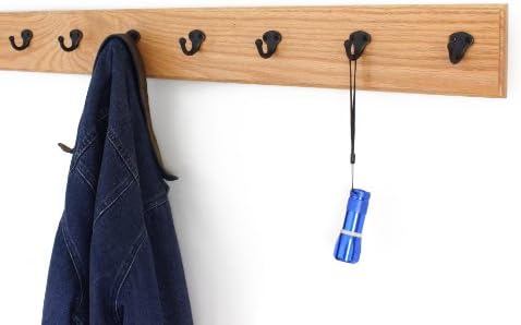 PegandRail Oak Wall Mounted Coat Rack with Aged Bronze Singular Style Hooks 4.5" Ultra Wide (Natural, 36" x 4.5" with 7 Hooks) - Image 2