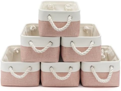 11.8x7.9x5.2 Inch Fabric Small Storage Bins with Handles 6 Pack by VQRTEXAStorageBasket