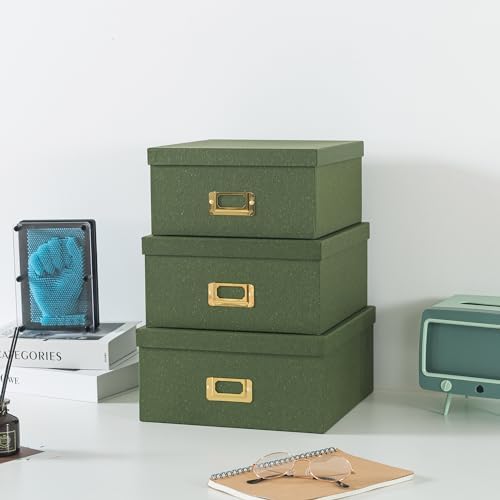 Soul & Lane - Green Decorative Memory Storage Boxes with Lids, Set of 3 - Image 6