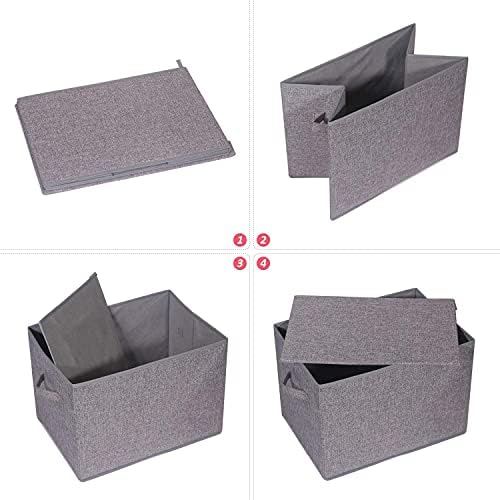 TENABORT 4 Pack Large Foldable Storage Box with Lids Fabric Storage Cube Organizer Cloth Containers Bins Baskets for Closet Clothes Clothing Bed Room - Image 4