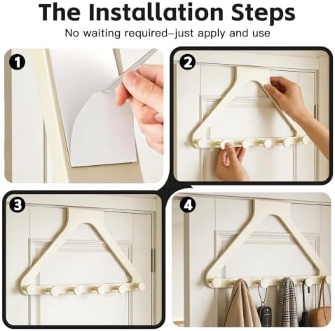 Over the Door Hanger Organizer, Home Storage Hooks, Gray＆Beige, 2 Pcs - Image 6