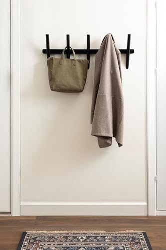 Kate and Laurel Eland Modern Five-Hook Wall Hanging Coat Rack; 30 x 4 x 12; Black; Decorative Wood Coat Rack Wall Mount for Use as Entryway Storage or Mudroom Hooks - Image 3