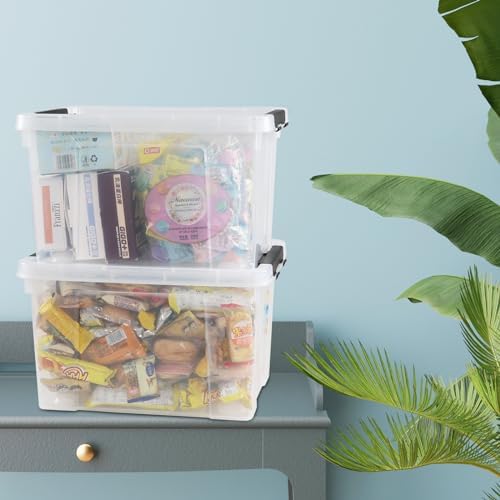 4 Pack 23 L Clear Plastic Storage Bins with Wheels and latches - Image 5