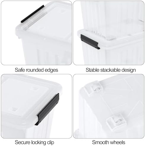 Zopnny 50 Qt Stackable Plastic Storage Bins with Lids, 4 Pack - Image 3