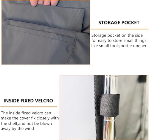 Waterproof Shelf Cover,600D Heavy Duty Dustproof Storage Wire Rack Covers,Outdoor Shelving Covers for Wire Shelves with Zipper 36''x24''x72'',Grey. - Image 7