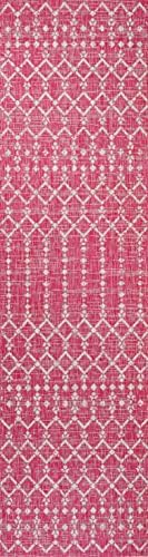 Eyely Moroccan Woven Runner Rug 2X10 Fuchsia/Lt Gray, Indoor Outdoor Rug - Image 3
