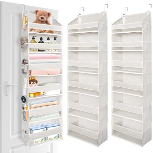 ULG 2 Pack Over The Door Organizer with 6 Large Pockets 12 Side Pockets, 50lbs Weight Capacity Door Hanging Organizer for Bedroom, Bathroom, Pantry, Nursery Storage, Beige - Image 7