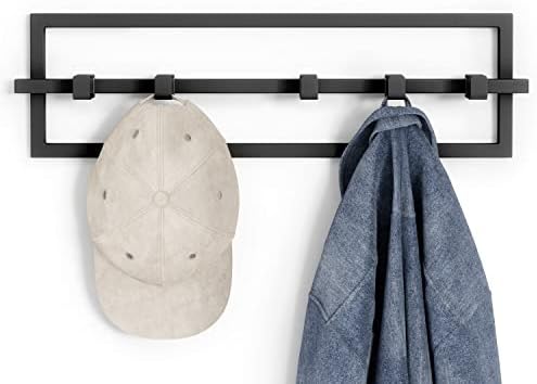 Umbra Cubiko Wall Hooks, Adjustable Steel Coat Rack, 5 Hook, Black - Image 5