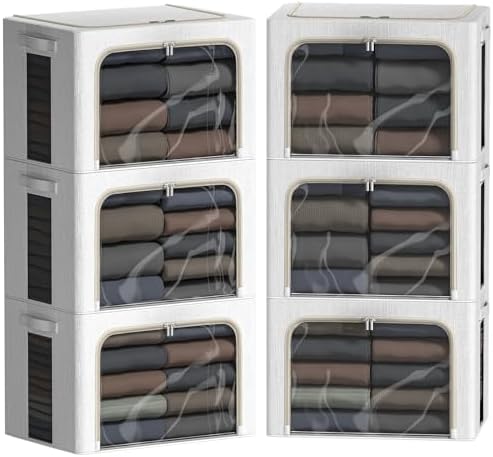 FHSQX 6 Pack Clothes Storage Bins with Metal Frame by FHSQX