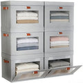 6-Pack Collapsible Stackable Storage Bins with Lids, Grey by CBJILWOF