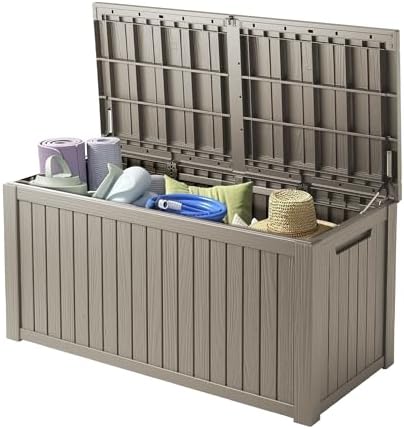 180 Gallon Resin Large Deck Box Organization and Storage Box for Patio, Outdoor Cushions, Garden Tools, Gray by GraceYourYard