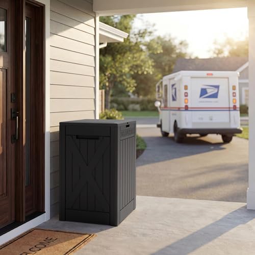Greesum 52 Gallon Extra Large Deck Box with Lock, Dark Black - Image 6