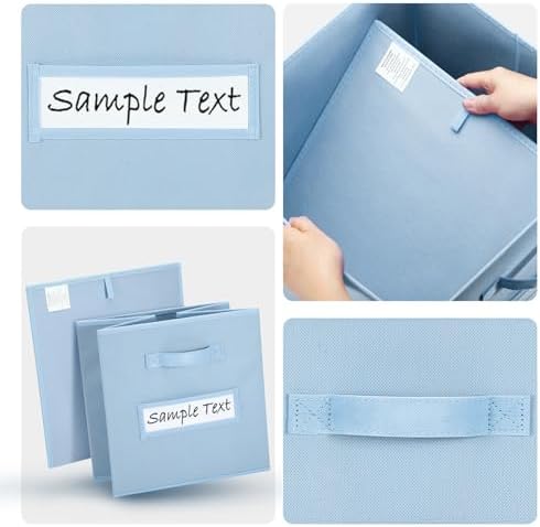 11x11 storage cube bins (Set of 10) Foldable Fabric storage cubes with 10 Labels Window Cards & a Pen,11 inch cube storage bin,Closet Organizers for Shelves,Cubby Organizer Boxes,Pastel Blue - Image 3