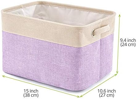 EZOWare Set of 3 Large Canvas Fabric Tweed Storage Organizer Cube Set W/Handles for Nursery Kids Toddlers Home and Office - 15 L x 10.5 W x 9.4 H -Mixed Crème - Image 2