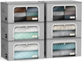 Sorbus Clothes Storage Bins, Clear Window & Handles (6 Pack, Gray) by Sorbus