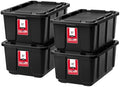 IRIS USA 4-Pack 27 Gal Heavy Duty Storage Tote Bins with Lids, Black by IRISUSA
