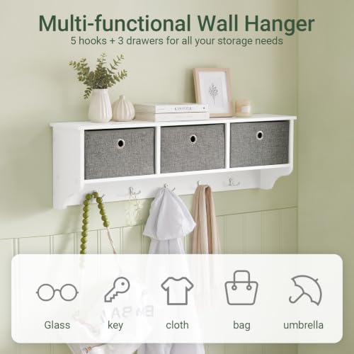 Haotian SoBuy Wall Shelf with Hooks, Coat Rack Wall Mounted with Shelf - Image 3