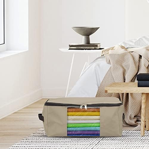 Covers & All Storage Bags, 90 litres Large size Space Saver bags Heavy Duty Storage Organizer Multipurpose, 12 Oz Waterproof UV-Resistant & Tear-Proof (23"L x 17"W x 14"H Inches, Beige, Pack of 3) - Image 4